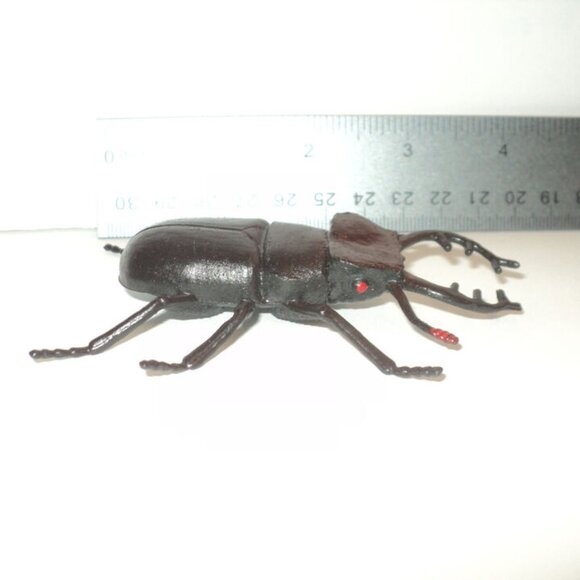 Stag Beetle Toy Insect Plastic Brown 3 1/2" L Science Project Realistic Bug - Picture 1 of 5